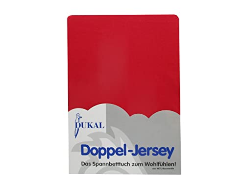 Dukal | Spannbettlaken | 160 x 200 cm | aus hochwertigem DOPPEL-Jersey | 100% Baumwolle | Farbe: rot von Dukal