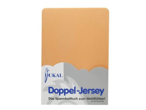 Dukal | Spannbettlaken | 180x200 – 200x200 cm | aus hochwertigem DOPPEL-Jersey | 100% Baumwolle | Farbe: apricot von Dukal