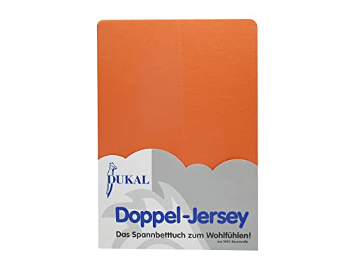 Dukal | Spannbettlaken | 180x220 – 200x220 cm | aus hochwertigem DOPPEL-Jersey | 100% Baumwolle | Farbe: orange von Dukal