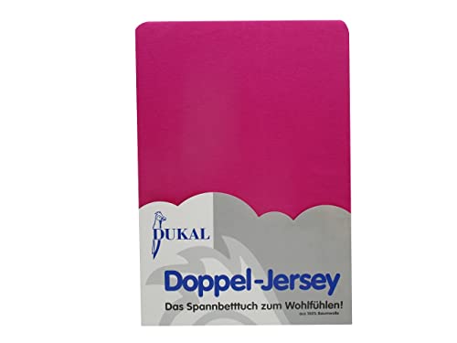 Dukal | Spannbettlaken | 180x240 – 200x240 cm | aus hochwertigem DOPPEL-Jersey | 100% Baumwolle | Farbe: Fuchsia von Dukal