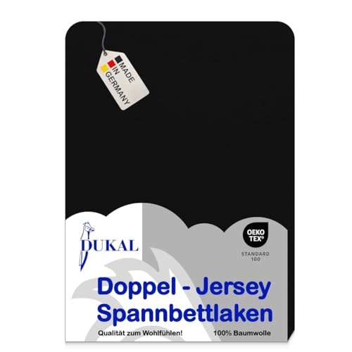 Dukal | Spannbettlaken | 80 x 200 cm | aus hochwertigem DOPPEL-Jersey | 100% Baumwolle | Farbe: schwarz von Dukal