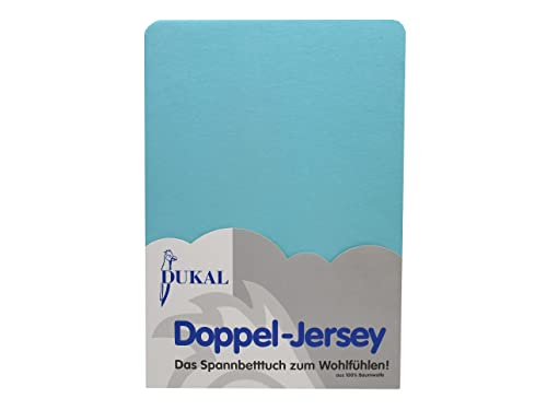 Dukal | Spannbettlaken | 90x200 – 100x200 cm | aus hochwertigem DOPPEL-Jersey | 100% Baumwolle | Farbe: türkis von Dukal