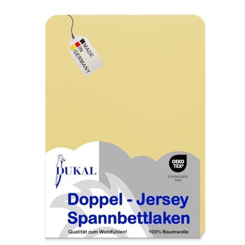 Dukal | Spannbettlaken kochecht | waschbar bei 95°C | 80 x 200 cm | aus hochwertigem DOPPEL-Jersey | 100% Baumwolle | Farbe: gelb von Dukal