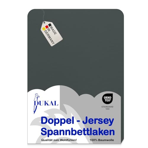 Dukal | Topper Spannbettlaken | max. Höhe 10 cm | 140 x 200 cm | aus hochwertigem DOPPEL-Jersey | 100% Baumwolle | Farbe: anthrazit von Dukal