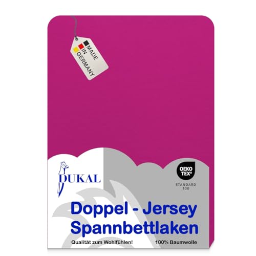 Dukal | Topper Spannbettlaken | max. Höhe 10 cm | 140 x 200 cm | aus hochwertigem DOPPEL-Jersey | 100% Baumwolle | Farbe: fuchsia Dukal | Topper Spannbettlaken | max. Höhe 10 cm | 140 x 200 cm | aus hochwertigem DOPPEL-Jersey | 100% Baumwolle | Farbe: fuchsia von Dukal