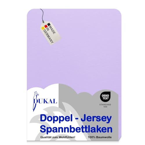 Dukal | Topper Spannbettlaken | max. Höhe 10 cm | 140 x 220 cm | aus hochwertigem DOPPEL-Jersey | 100% Baumwolle | Farbe: Flieder von Dukal