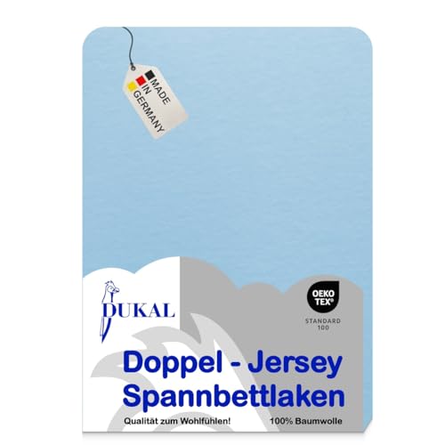 Dukal | Topper Spannbettlaken | max. Höhe 10 cm | 140 x 220 cm | aus hochwertigem DOPPEL-Jersey | 100% Baumwolle | Farbe: ciel von Dukal