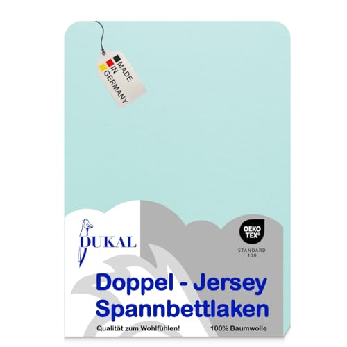 Dukal | Topper Spannbettlaken | max. Höhe 10 cm | 180x200 – 200x200 cm | aus hochwertigem DOPPEL-Jersey | 100% Baumwolle | Farbe: mint von Dukal