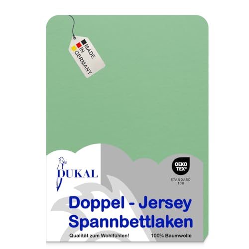 Dukal | Wasserbett Spannbettlaken | 140 x 200 cm | aus hochwertigem DOPPEL-Jersey | 100% Baumwolle | Farbe: lindgrün von Dukal