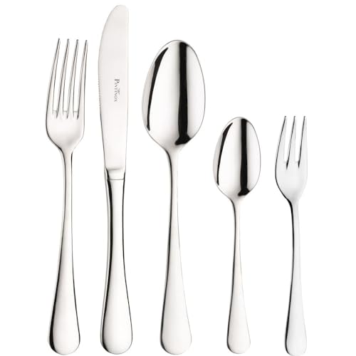Besteck-Set "Stresa" Tafelbesteck Servierbesteck 30.-tlg. Hochwertiger Edelstahl, klassisch & schlicht, Für 6 Personen (Poliert) von Duke-Handel