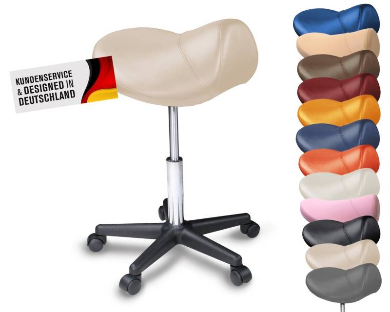 Duke-Handel Drehhocker Sattelhocker, Arbeitshocker, Rollhocker, Hocker, Sattelstuhl (1 St., in vielen Farben erhältlich), höhenverstellbar, ergonomisch, Rückenschonend von Duke-Handel