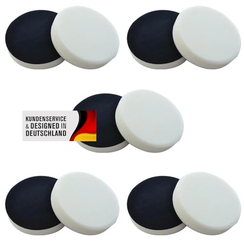 Polierschwämme Polierpads Polierzubehör 180 mm oder 150 mm Gewaffelt oder Glatt - Kletthaftend & In Verschiedenen Härtegraden Für Die Poliermaschine 10er-Set Weiß (Soft, 180 mm glatt) von Duke-Handel