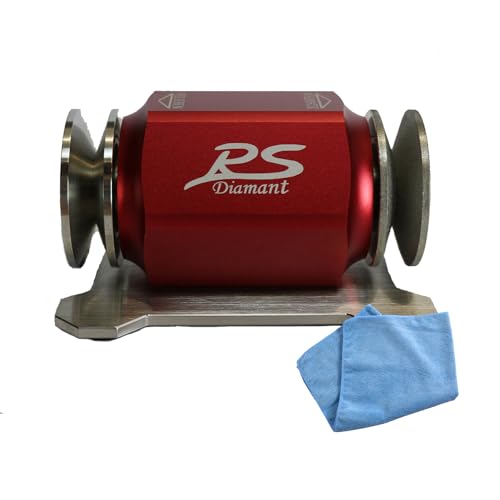 Duke-Handel Messerschärfer, Rollenschärfer, Rollenschleifer inkl. Mikrofasertuch, mit Ballig/Konvex X-Schliff trocken oder schnellem Wasserschliff in verschiedenen Ausführungen (Rot) von Duke-Handel