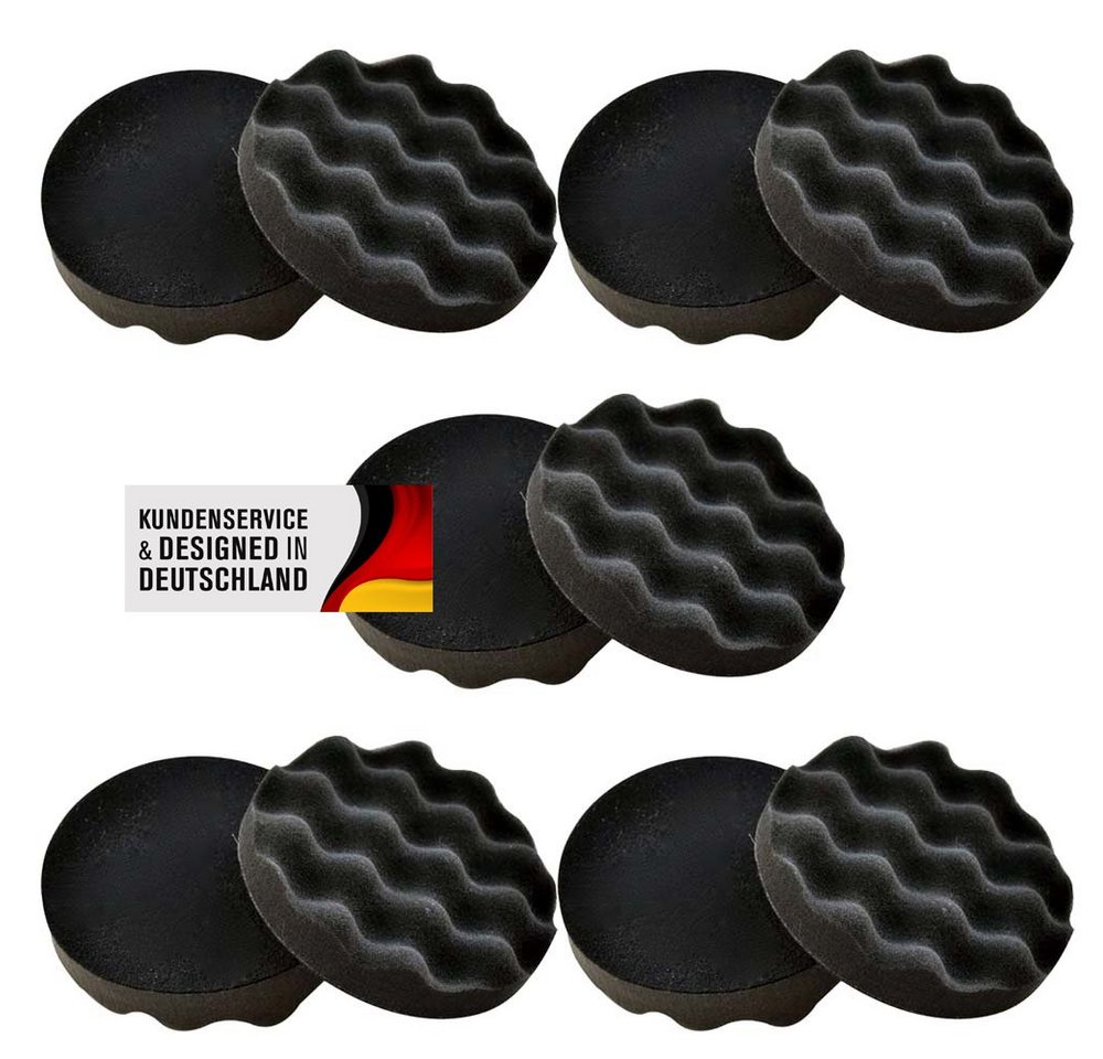 Duke-Handel Polierschwamm Polier-Zubehör Polierpads gewaffelt, grau 180mm, SOFT/Medium, (Set, 10 St., Polierpad mit ⌀ 18cm für Autopolitur), Klett-Aufnahme, Auswaschbar, Reißfest, Microporen von Duke-Handel