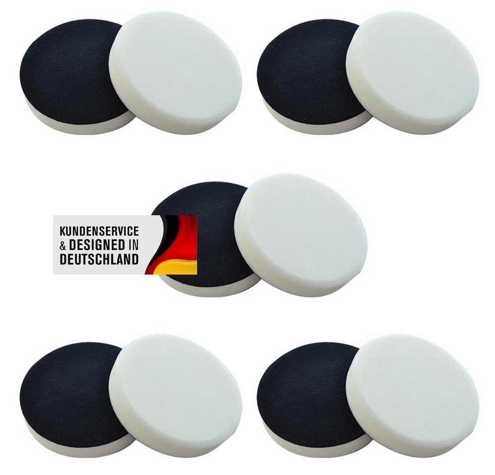 Duke-Handel Polierschwamm Polier-Zubehör Polierpads weiss, 180mm, SOFT, (Set, 10 St., Polierpad mit ⌀ 18cm für Autopolitur), Klett-Aufnahme, Auswaschbar, Reißfest, Microporen von Duke-Handel