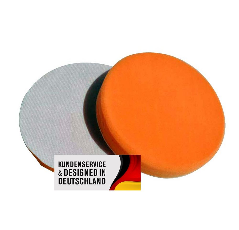 Duke-Handel Polierschwamm Polier-Zubehör Polierpads orange, 180mm, MEDIUM, (Set, 2 St., Polierpad mit ⌀ 18cm für Autopolitur), Klett-Aufnahme, Auswaschbar, Reißfest, Microporen von Duke-Handel