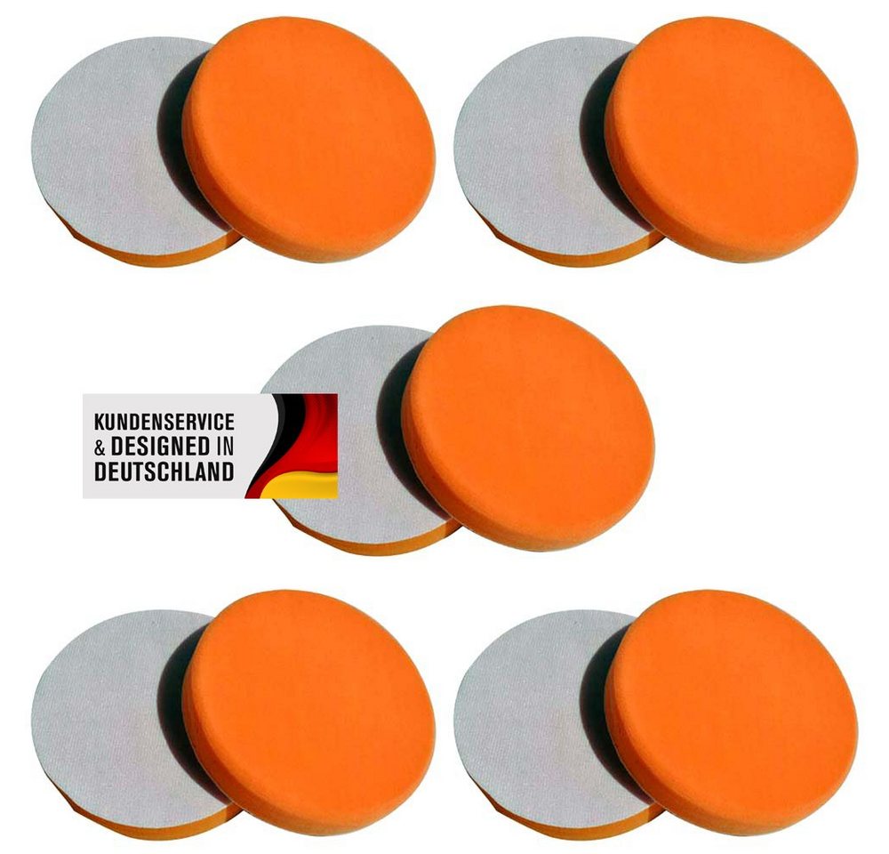 Duke-Handel Polierschwamm Polier-Zubehör Polierpads orange 150mm, MEDIUM, (Set, 10 St., Polierpad mit ⌀ 15cm für Autopolitur), Klett-Aufnahme, Auswaschbar, Reißfest, Microporen von Duke-Handel