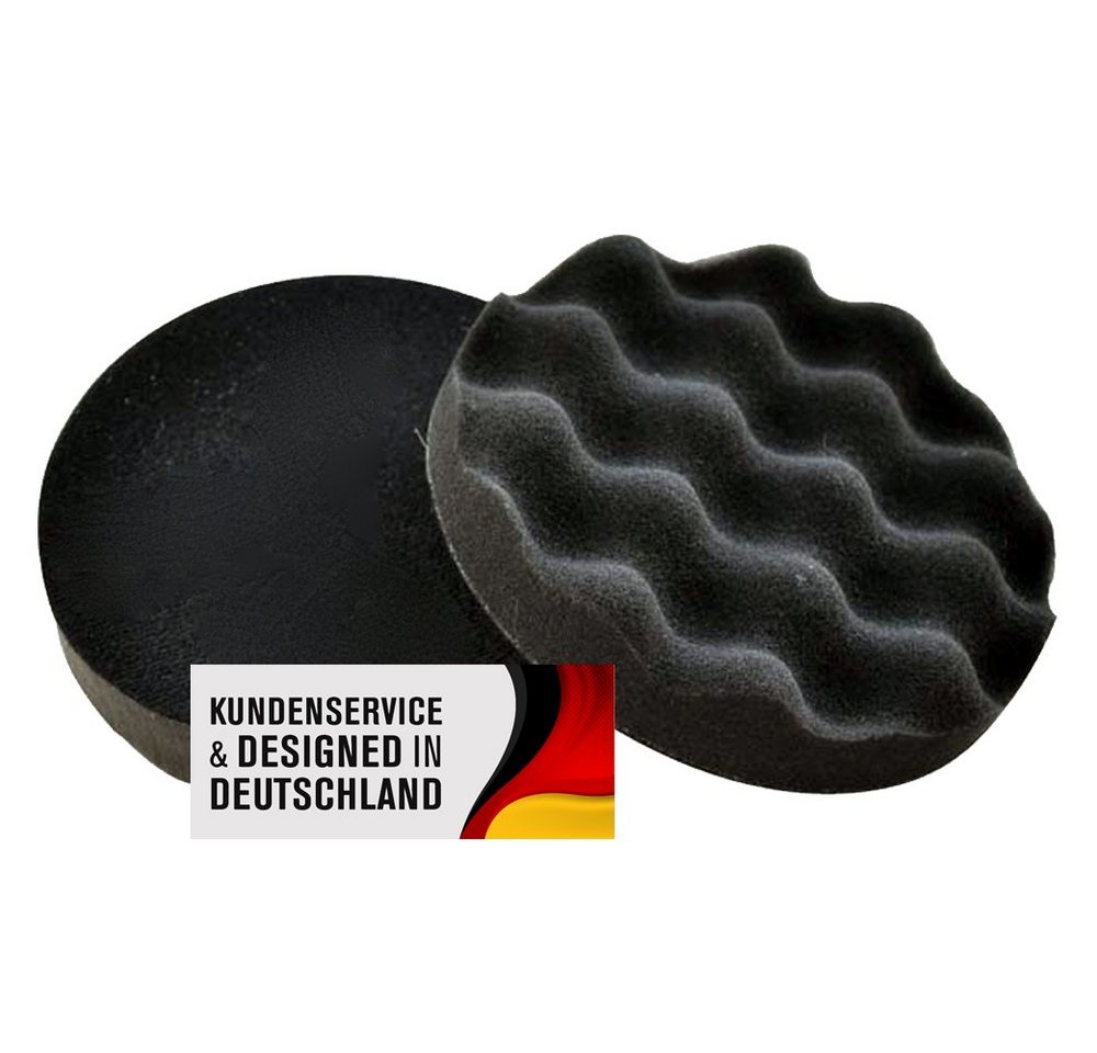 Duke-Handel Polierschwamm Polier-Zubehör Polierpads gewaffelt, grau, 150mm, SOFT/MEDIUM, (Set, 2 St., Polierpad mit ⌀ 15cm für Autopolitur), Klett-Aufnahme, Auswaschbar, Reißfest, Microporen von Duke-Handel