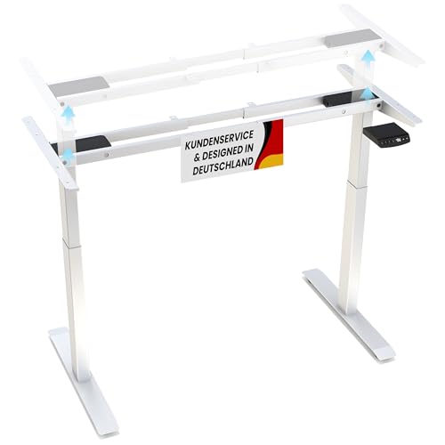 Duke-Handel Schreibtisch Höhenverstellbar Elektrisch Mit Memory Funktion Ergonomischer Stehtisch Mit Teleskop Tischgestell 180 x 80 cm Oder 150 x 78 cm (Weiß, Tischgestell) von Duke-Handel