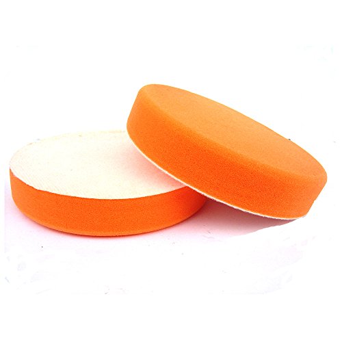 Polierschwämme Polierpads Polierzubehör 180 mm oder 150 mm Gewaffelt oder Glatt - Kletthaftend & In Verschiedenen Härtegraden Für Die Poliermaschine 2er-Set Orange (Medium, 180 mm glatt) von Duke-Handel