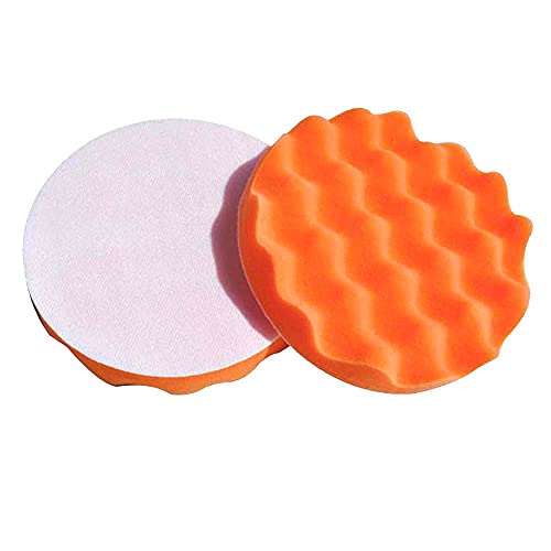 Polierschwämme Polierpads Polierzubehör 180 mm oder 150 mm Gewaffelt oder Glatt - Kletthaftend & In Verschiedenen Härtegraden Für Die Poliermaschine 2er-Set Orange (Medium, 150 mm gewaffelt) von Duke-Handel
