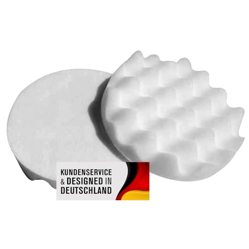 Polierschwamm Set 180mm Klett In Verschiedenen Härtegraden Und Setgrößen Polierschwämme Für Die Poliermaschine Polierpads Polierset Kletthaftend Gewaffelt Oder Glatt (Soft Weiß gewaffelt, 2er Set) von Duke-Handel