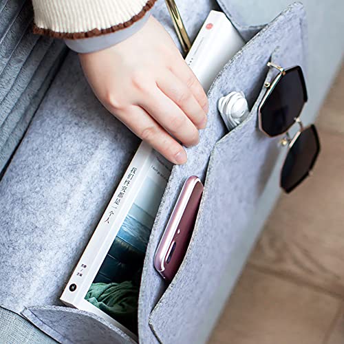 DukeIo Bett Organizer Tasche, Filz Bettablage Sofa Organizer Anti-Rutsch Aufbewahrungstasche Nachttisch-Caddy für Buch, Zeitschriften, iPad, Handy, Fernbedienung 20 X 30 CM von DukeIo