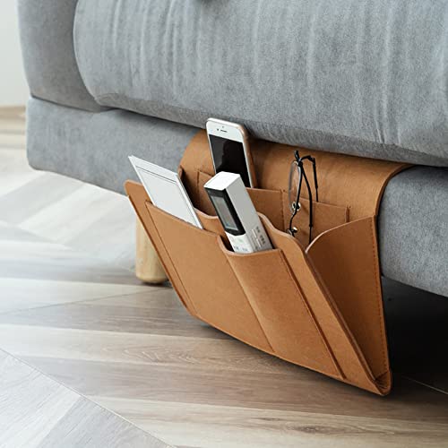 DukeIo Bett Organizer Tasche, Filz Bettablage Sofa Organizer Anti-Rutsch Aufbewahrungstasche Nachttisch-Caddy für Buch, Zeitschriften, iPad, Handy, Fernbedienung 30 X 20 CM von DukeIo