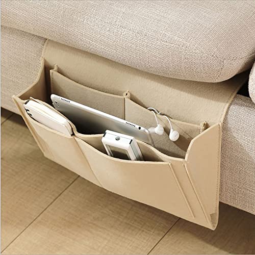 DukeIo Bett Organizer Tasche, Filz Bettablage Sofa Organizer Anti-Rutsch Aufbewahrungstasche Nachttisch-Caddy für Buch, Zeitschriften, iPad, Handy, Fernbedienung 20 X 30 CM von DukeIo