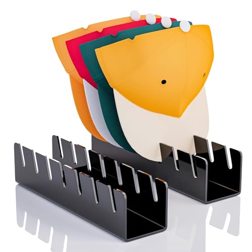 Dulamet Cap Halterung Acryl - 2 Stück Hutständer Aufbewahrung Basecap Halter, Desktop Baseballkappen Organizer, zur Präsentation von Baseballkappen Kann Gespeichert Werden 14 Baseballmützen von Dulamet
