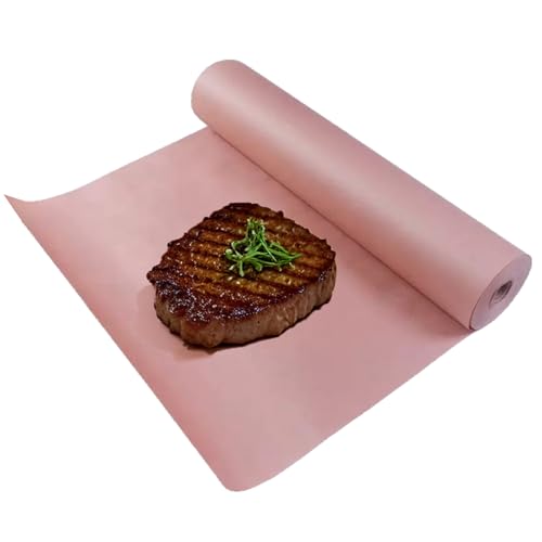 Rosa Metzgerpapier, Lebensmittelqualität Kraftpapier für Grill, Smoker, Fischfleisch, Grill, perfektes Kochen von Saftig, 30 cm x 10 m von Dulamet