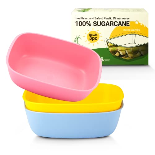 ZUCKERROHR Kinder Schüsseln 3er Pack (800 ml) - LFGB zertifiziert -Natürliche Kunststoffschalen für Kleinkinder bis Große Kinder - Mikrowellen und Spülmaschinengeeignet - BPA frei - Hell Multi von Dulce Worlds