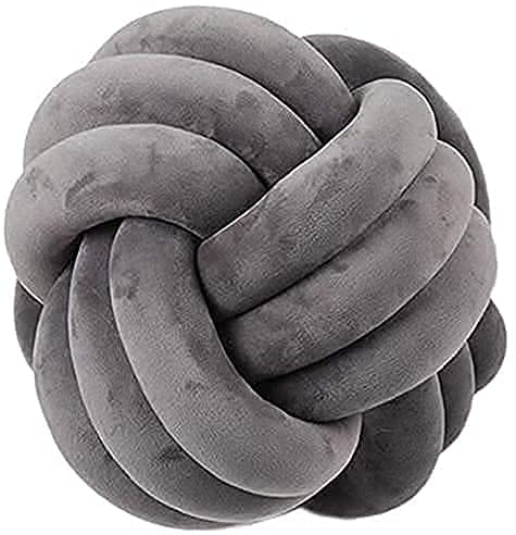 Knotenkissen, Knoten-Ball-Kissen, Geknotetes Kissen für Sofa, Bett, Dekorativ, Zierkissen Knoten für Schlafzimmer Sofa Auto Büro Spielraum (Dunkelgrau,35cm Durchmesser) von Dulcicasa