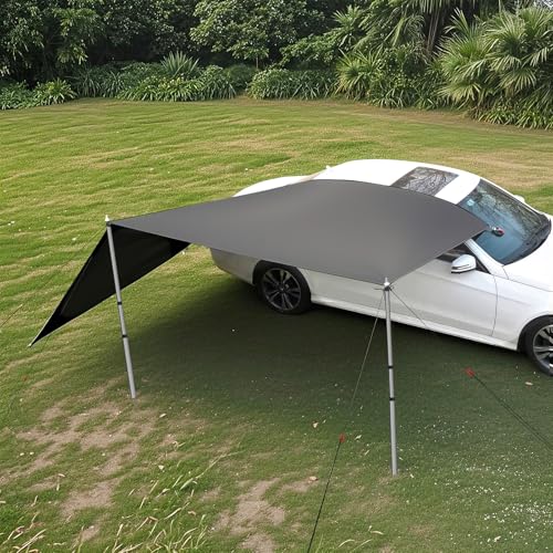 Dulepax Auto Markise,Sonnensegel Auto,Sonnensegel Mit Keder,2 Keder mit Ø 4.8& 6.8mm，Wasserdicht Auto Vorzelt geeignet für PKW, Vans und Campingbusse, Keder oder Saugnapf Montage，Schwarz von Dulepax