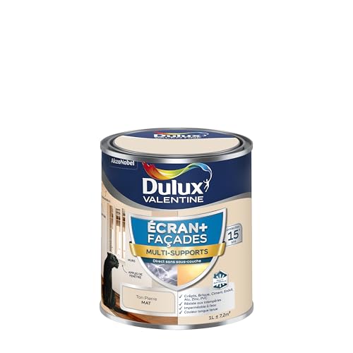 Dulux Valentine Mehrzweckfarbe, für den Außenbereich – Fassaden – matt, Steinton 1 l von Dulux Valentine