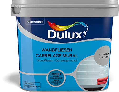 Dulux Fresh Up Fliesenlack für Wandfliesen, 750 ml, TITANIUM, glänzend | ohne Grundierung anwendbar, erhältlich in 5 weiteren Farben von Dulux
