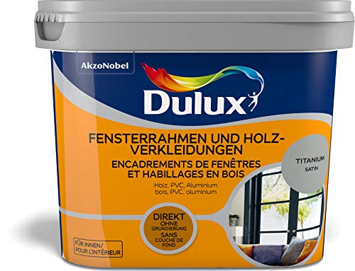 Dulux Fresh Up Farbe für Fensterrahmen, Holzverkleidungen, 750 ml, TITANIUM, satin | schnell trocknend, erhältlich in 2 weiteren Farben von Dulux