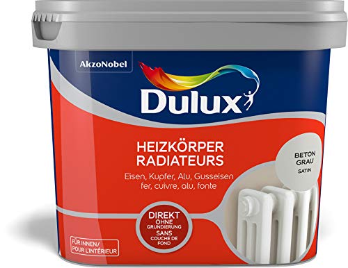 Dulux Fresh Up Farbe für Heizkörper, Heizung, 750ml, BETON GRAU, satin | ohne Grundierung, Hitzebeständig bis 120°C, erhältlich in 5 weiteren Farben von Dulux