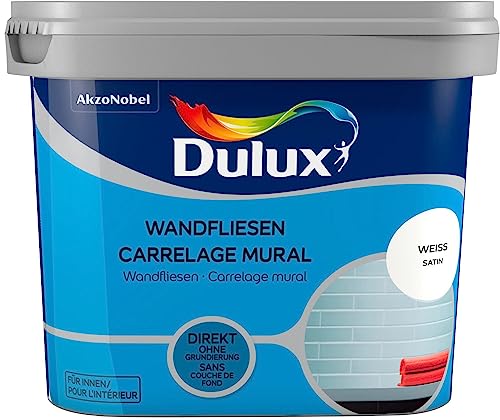 Dulux Fresh Up Fliesenlack für Wandfliesen, 750 ml, WEISS, satin | ohne Grundierung anwendbar, erhältlich in 5 weiteren Farben von Dulux