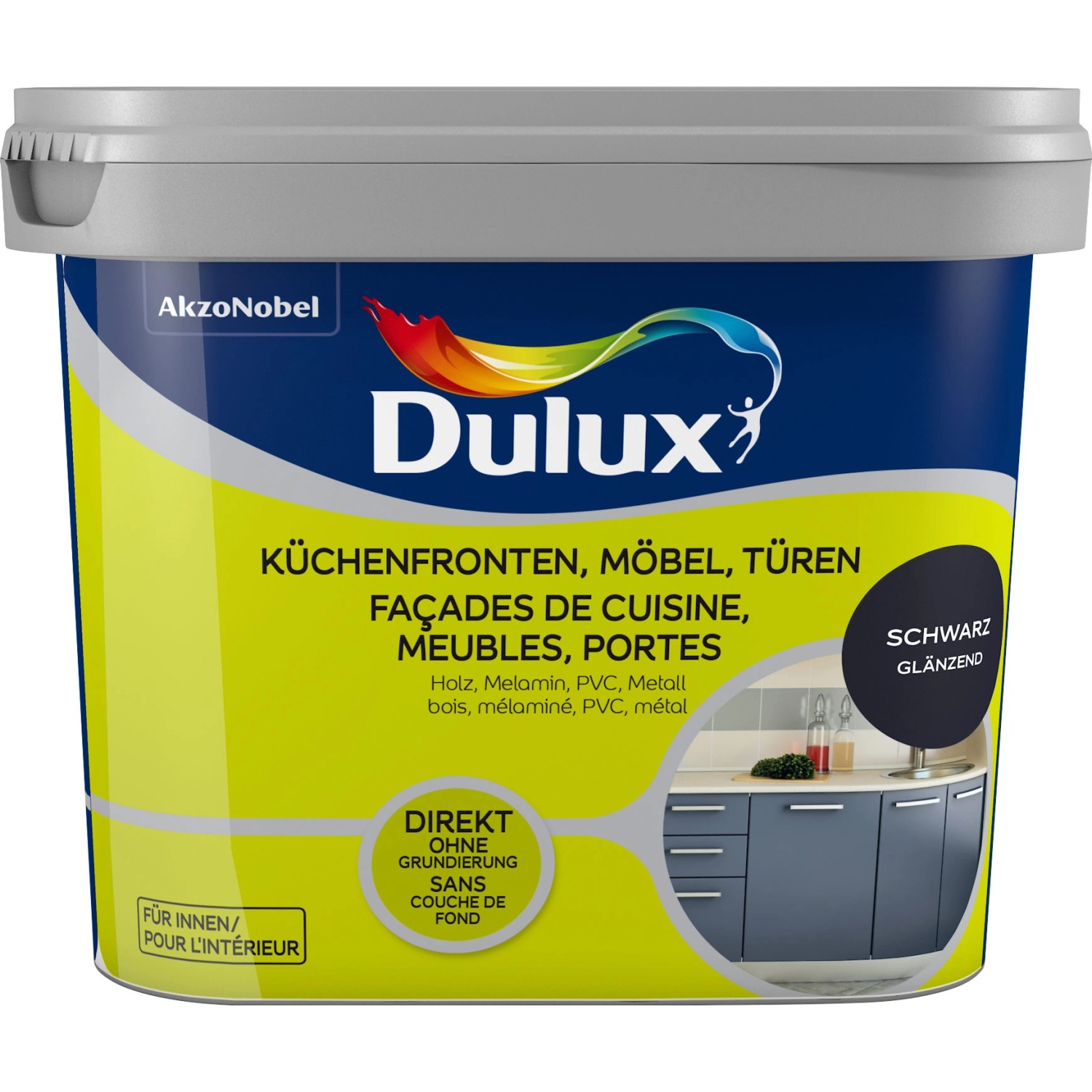 Dulux Fresh Up Lack für Küchen, Möbel und Türen Glänzend Schwarz 750 ml von Dulux