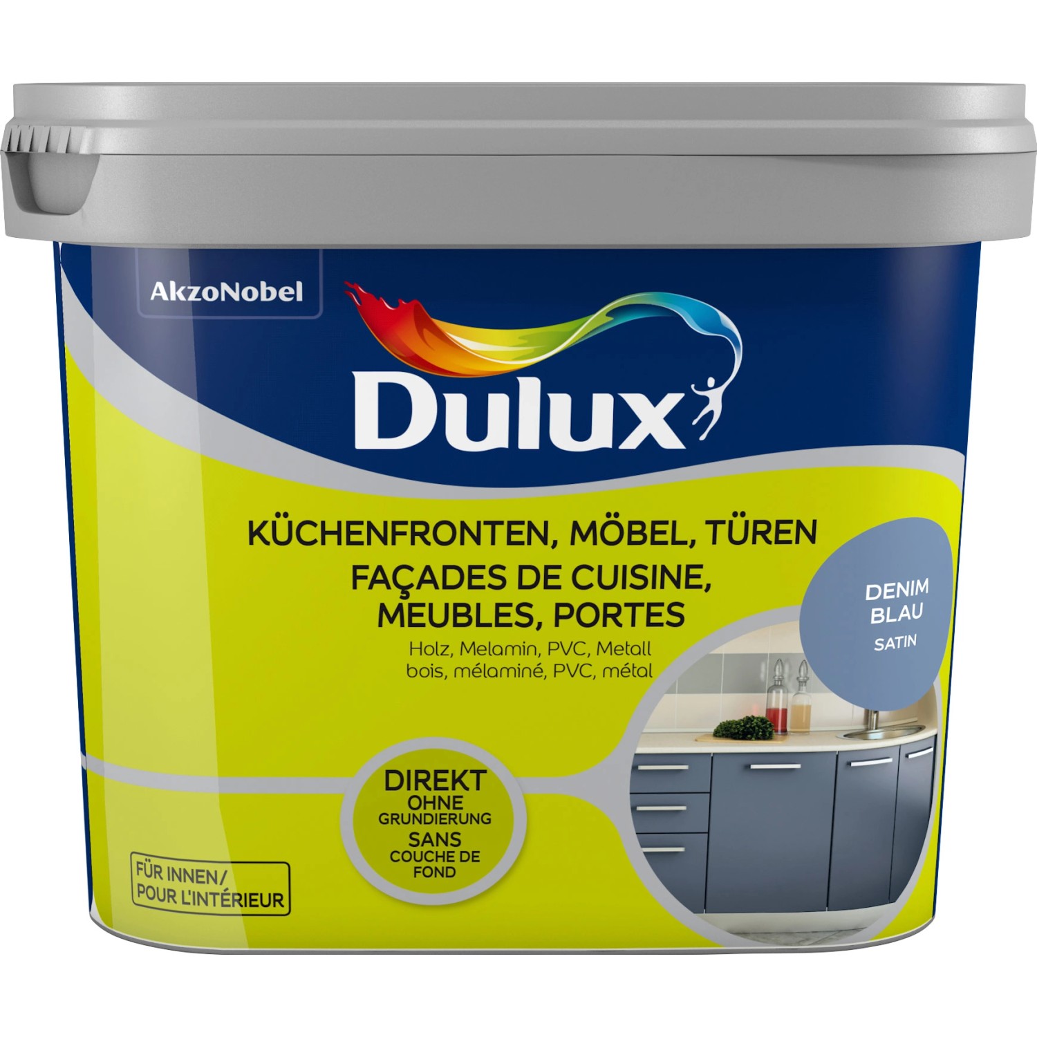 Dulux Fresh Up Lack für Küchen, Möbel und Türen Satin Denim Blue 750 ml von Dulux