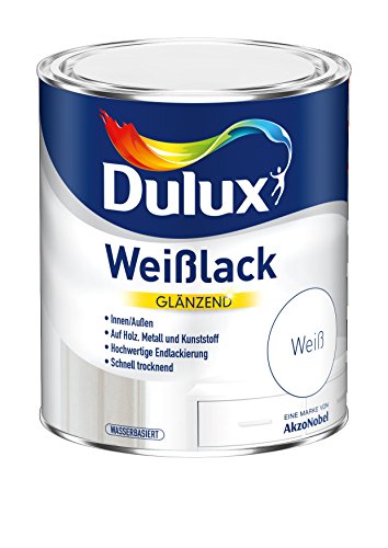 Dulux Lack glänzend wasserbasiert 2,500ml, weiß von Dulux