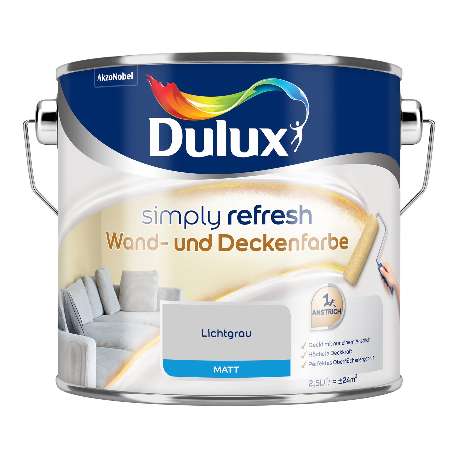 Dulux Simply Refresh Wand- und Deckenfarbe 2,5 L matt lichtgrau von Dulux