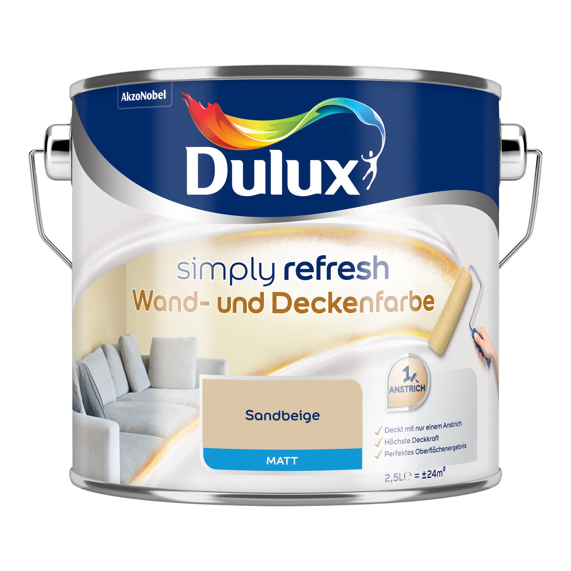 Dulux Simply Refresh Wand- und Deckenfarbe 2,5 L matt sandbeige von Dulux