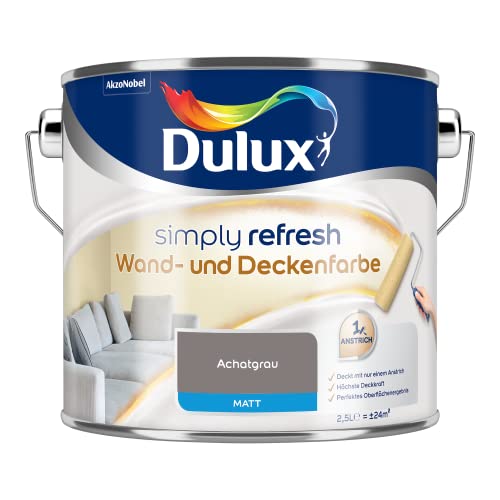 Dulux Simply Refresh Wand- und Deckenfarbe - Achatgrau - 2,5 Liter - Erfrischende, langlebige Innenfarbe für ein schönes Zuhause von Dulux