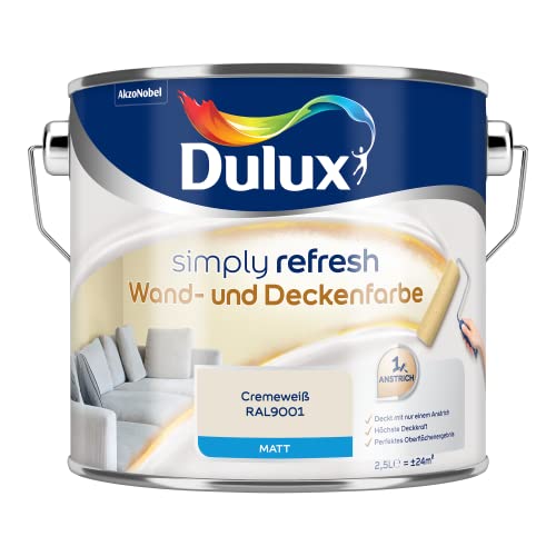 Dulux Simply Refresh Wand- und Deckenfarbe - Cremeweiß - 2,5 Liter - Erfrischende, langlebige Innenfarbe für ein schönes Zuhause von Dulux