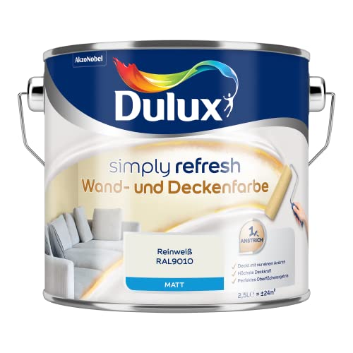 Dulux Simply Refresh Wand- und Deckenfarbe Reinweiss RAL9010 2,5l von Dulux