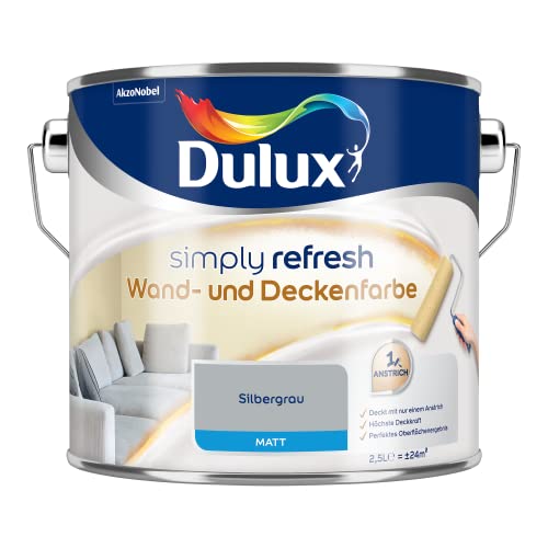 Dulux Simply Refresh Wand- und Deckenfarbe - Silbergrau - 2,5 Liter - Erfrischende, langlebige Innenfarbe für ein schönes Zuhause von Dulux