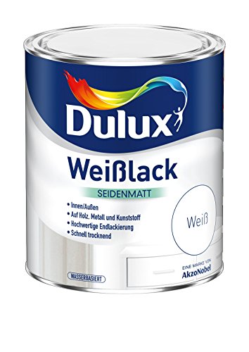 Dulux Lack seidenmatt wasserbasiert 2,500ml, weiß von Dulux