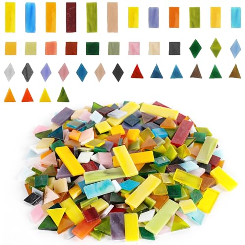Dulynva 240g Glasmosaik Bunte Mosaikfliesen Mosaiksteine Buntglas-Stücke zum Basteln und Dekorieren BuntGlas unregelmäßige Glasmosaikfliesen Mosaik-Fliesen Bastelset (gemischte Farben) Azulejo de von Dulynva